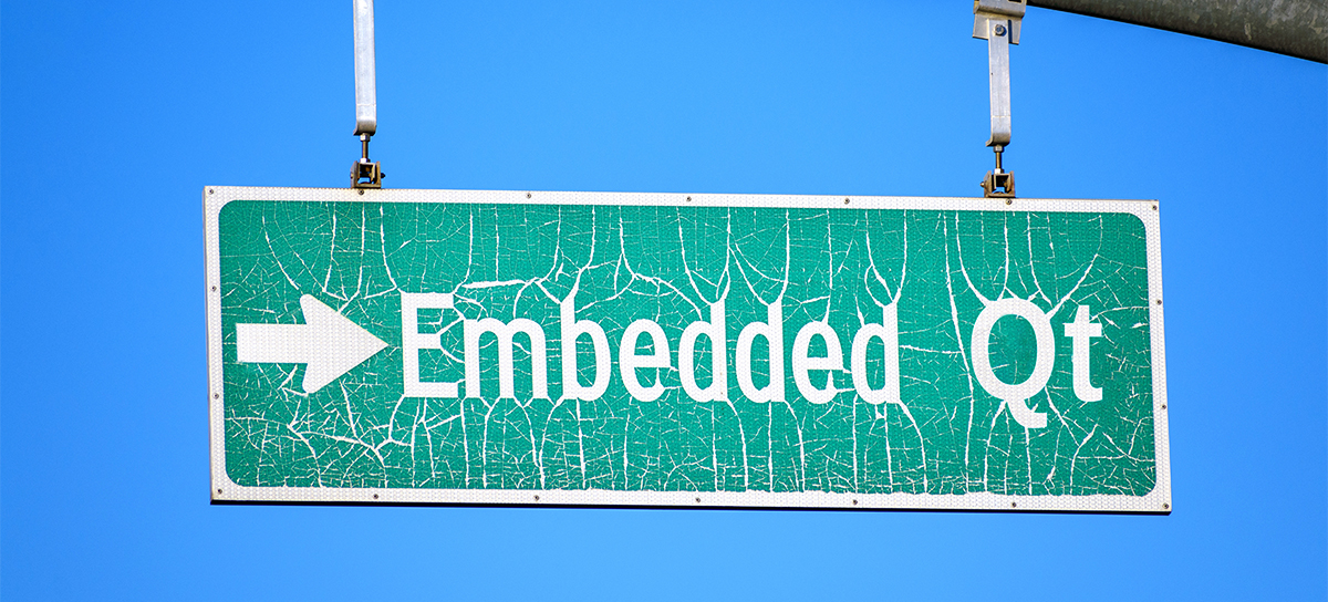 A stylized road sign with the Qt framework designation.